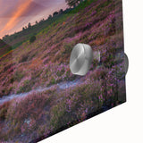 Large abstract wall art depicting a New Hampshire landscape in muted earth tones on acrylic glass.