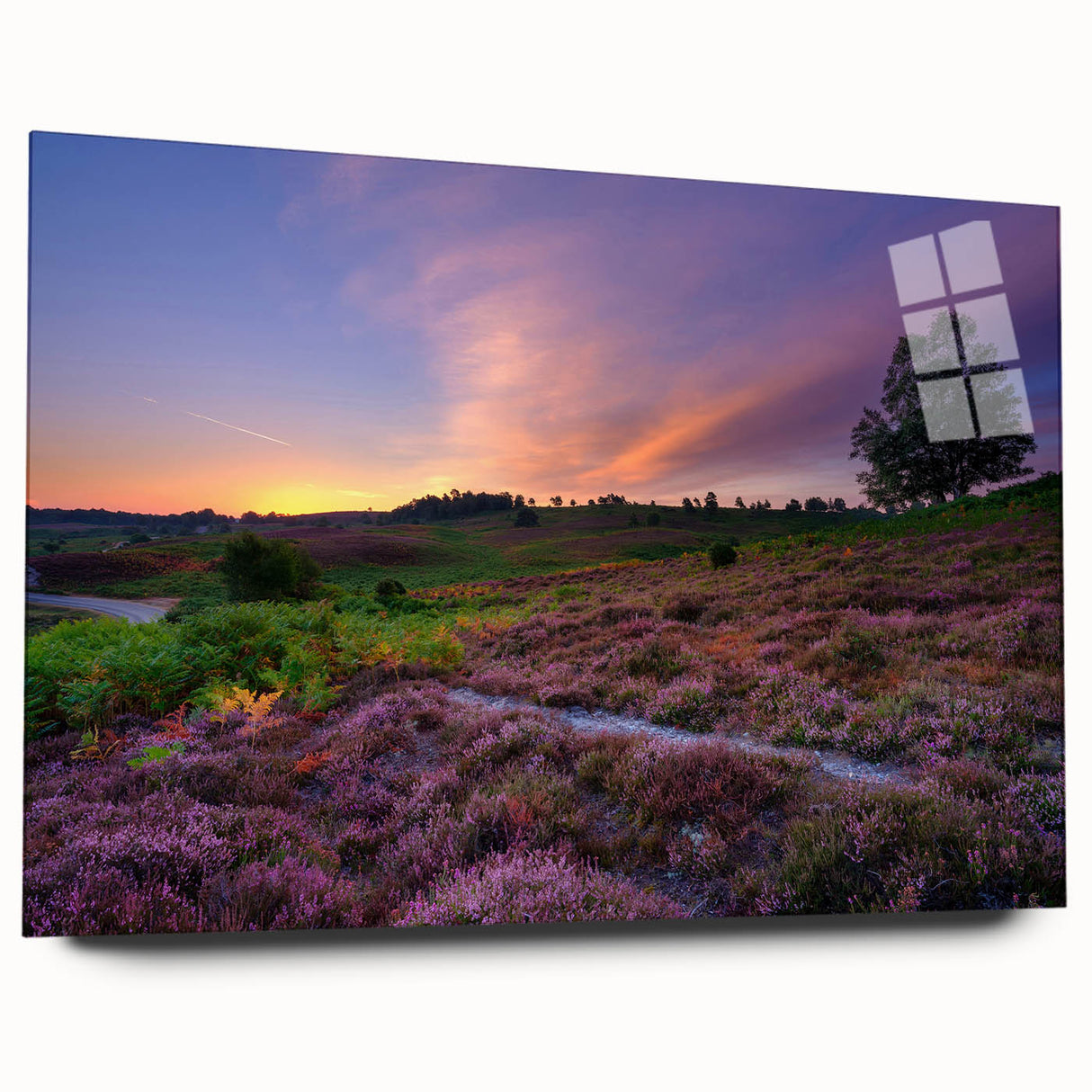 Large abstract wall art of New Hampshire scenery in muted earth tones on acrylic glass.
