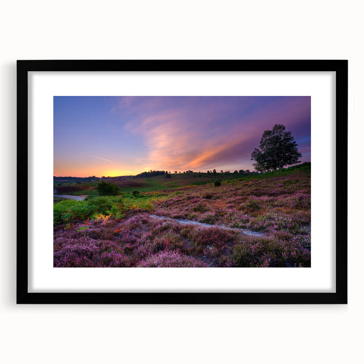 Extra large abstract art print of a colorful, textured New Hampshire scenery on a black framed canvas.