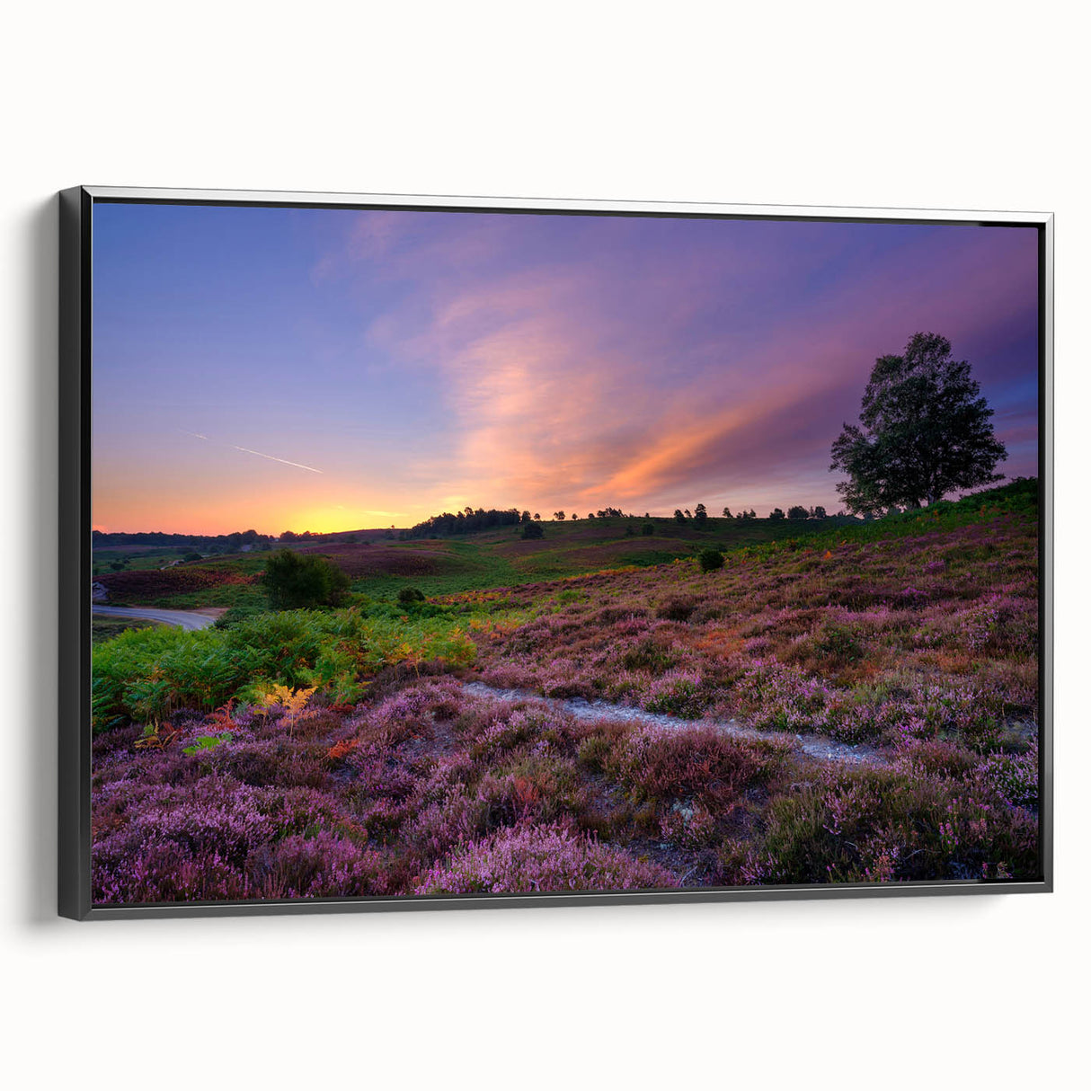 Black and white landscape art painting of New Hampshire scenery on framed canvas, ideal for bedroom wall decor.