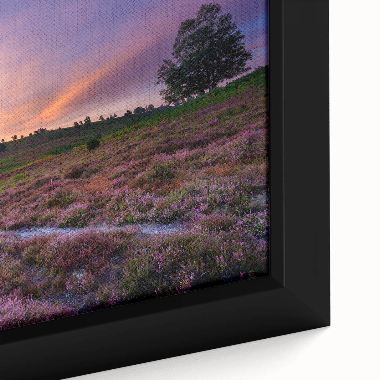 Close-up of a textured, extra large framed canvas depicting a vibrant New Hampshire scenery, ideal for living room decor.
