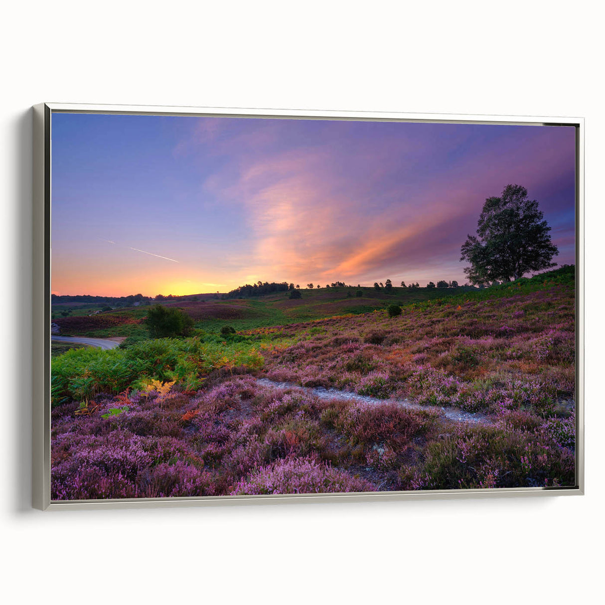 Framed canvas landscape art painting depicting a colorful New Hampshire scenery, ideal for enhancing living room decor.