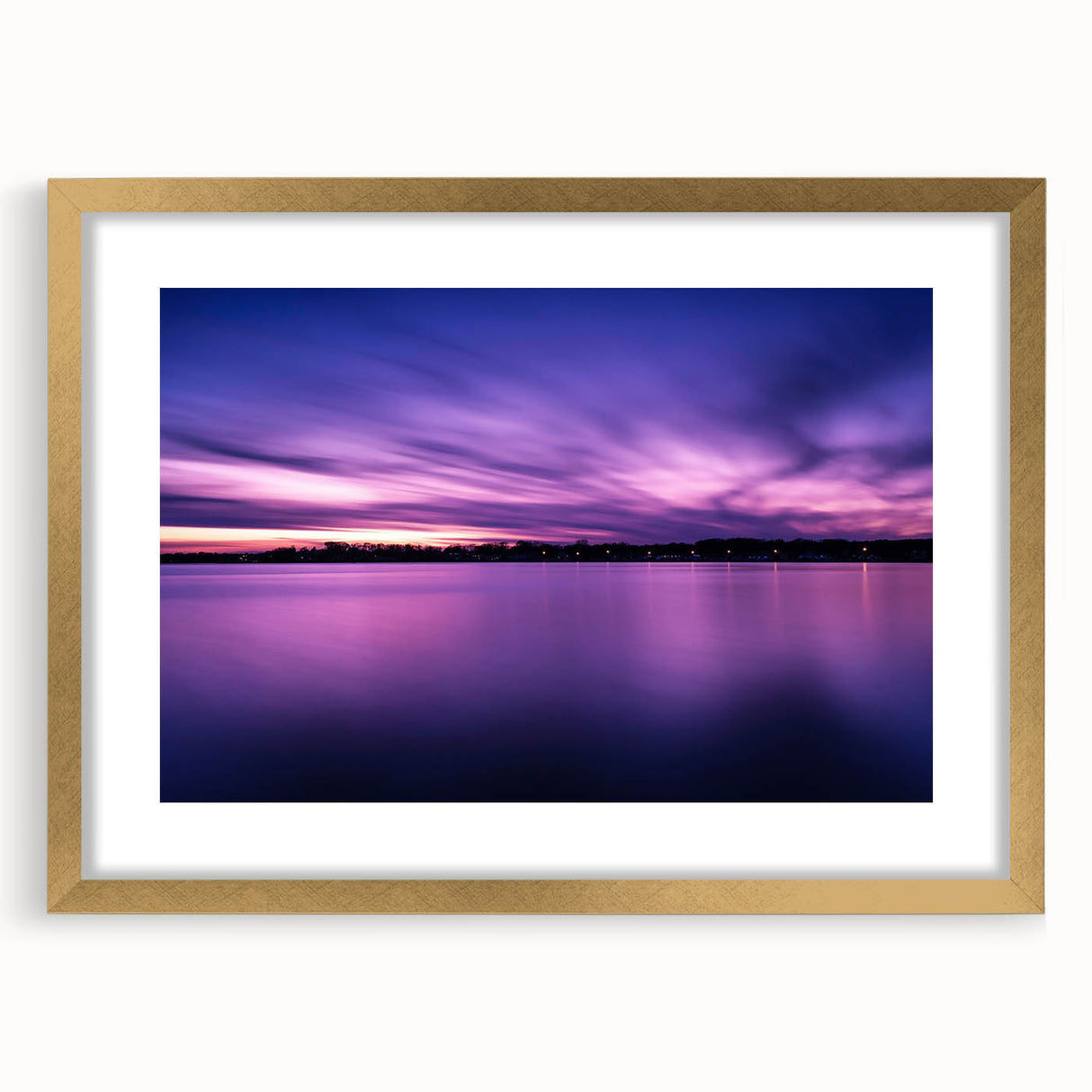 Extra large abstract art print of a textured New Jersey landscape in gold frame, suitable for living room decor.