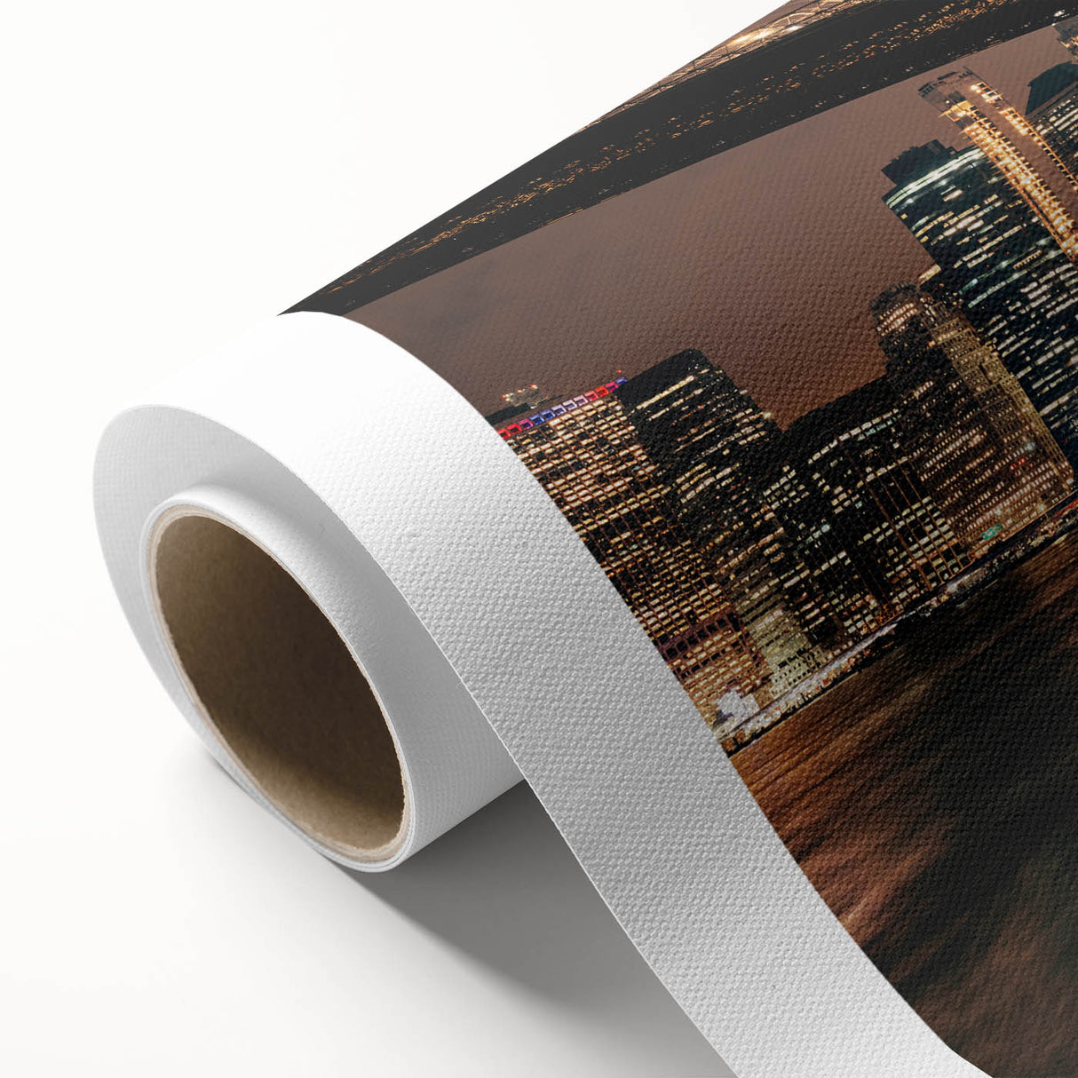 Art deco poster of the Brooklyn Bridge in monochrome tones on rolled canvas, suitable for nursery wall art or dining room.