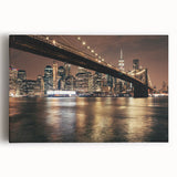 Black and white stretched canvas of the Brooklyn Bridge, ideal for kitchen wall art.
