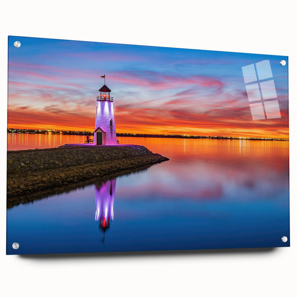 Large abstract wall art depicting Oklahoma scenery in vibrant hues on acrylic glass, ideal for bedroom or dining room decor.