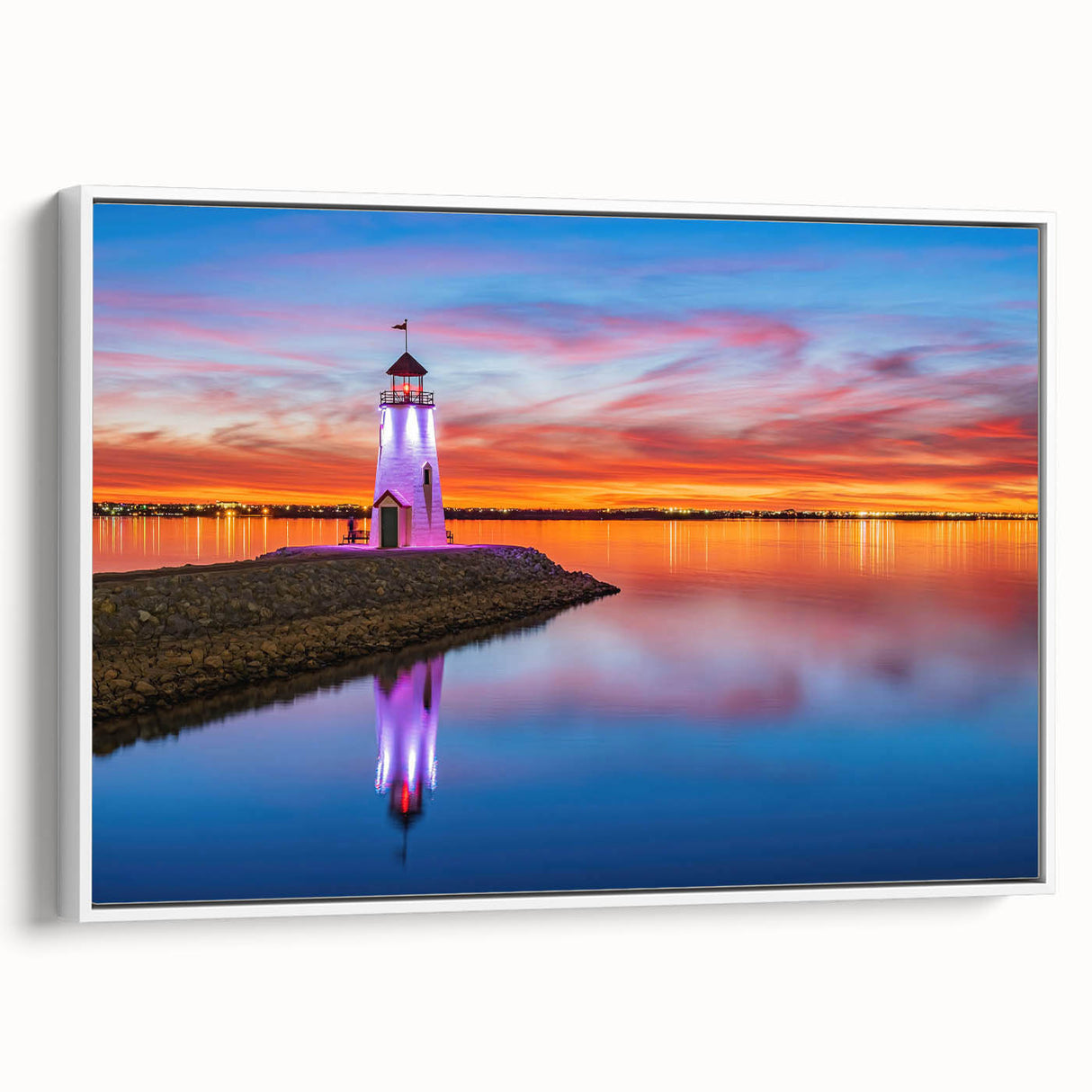 Vintage poster art of Oklahoma scenery on extra large framed canvas, featuring colorful art against a black background.