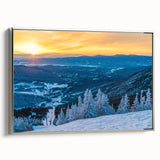 Framed canvas of a Vermont landscape painting featuring autumn colors on black background, ideal for living room decor.