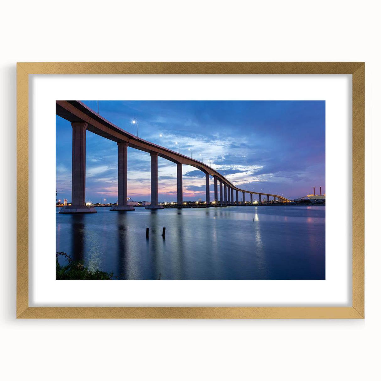 Extra large abstract art print featuring textured scenery of Virginia in muted earth tones, framed in gold.