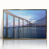 Acrylic print of Virginia scenery in gold frame, featuring mid-century modernist style, ideal for modern art wall decor.