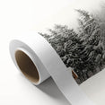 Art Deco style poster of a winter scene on rolled canvas, with cool blue and white tones, ideal for nursery wall art.