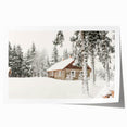 Extra large rolled canvas with a winter floral theme in muted blue and white tones.