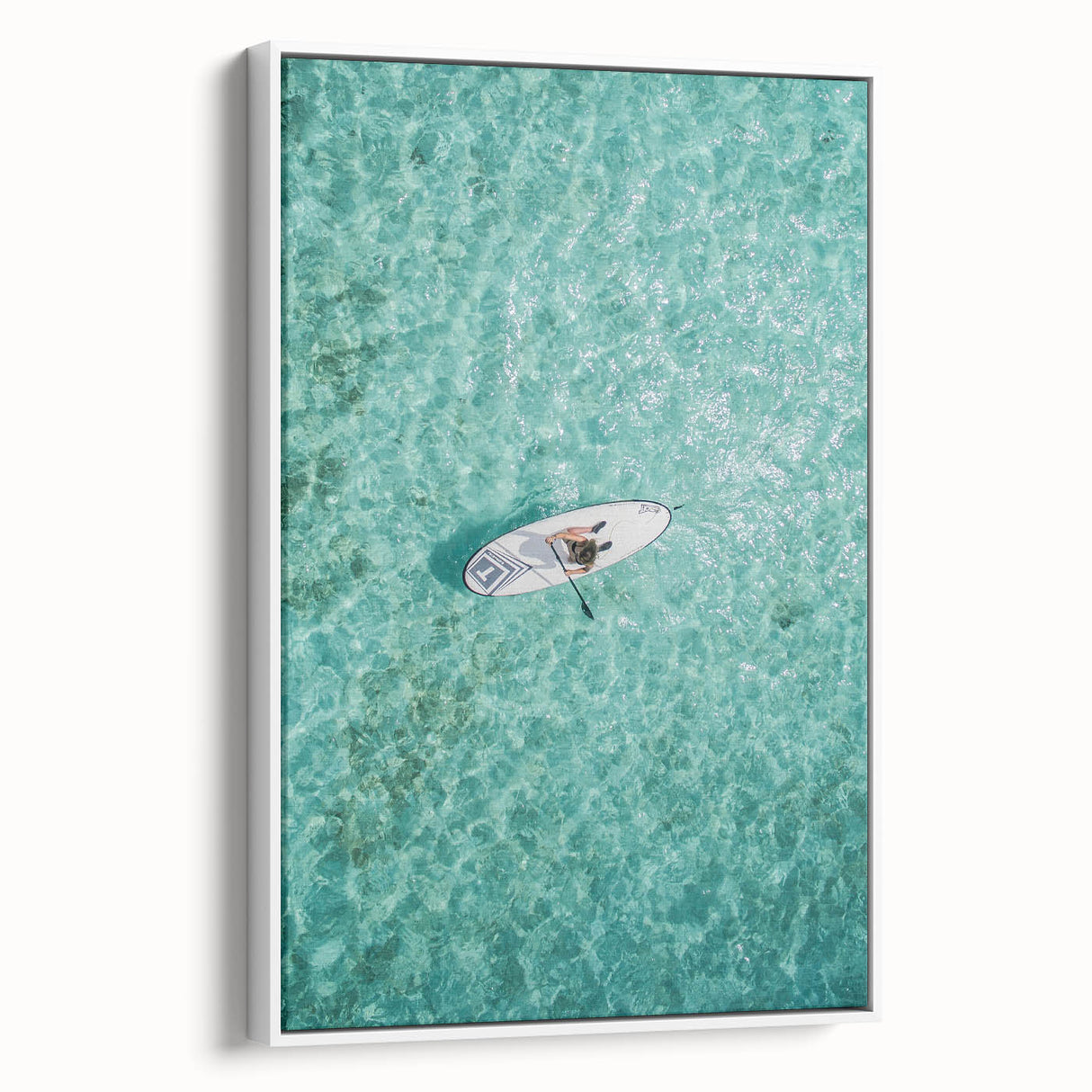 Vintage poster art of a summer scene in vibrant colors on a large framed canvas, ideal for living room decor.