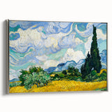 Landscape art painting of a colorful, Van Gogh-style scene on a framed canvas, ideal for adding a vintage touch to any room.