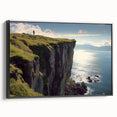 Framed canvas artwork depicting a stunning landscape of cliffs, showcasing vibrant colors and intricate details, perfect for enhancing any modern home decor.