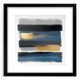 Modern Abstract Wall Art – Navy, Gold & Gray Horizontal Brushstrokes