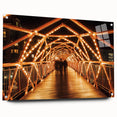 Landscape bridge design showcasing a side view of an acrylic glass structure, highlighting its intricate details and pin supports, ideal for modern decor.