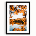 Extra large abstract art print featuring textured fall colors on a black framed canvas, ideal for living room decor.