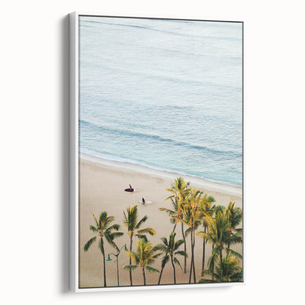Vintage poster art featuring a vibrant, colorful summer scene on a large framed canvas, ideal for living room decor.