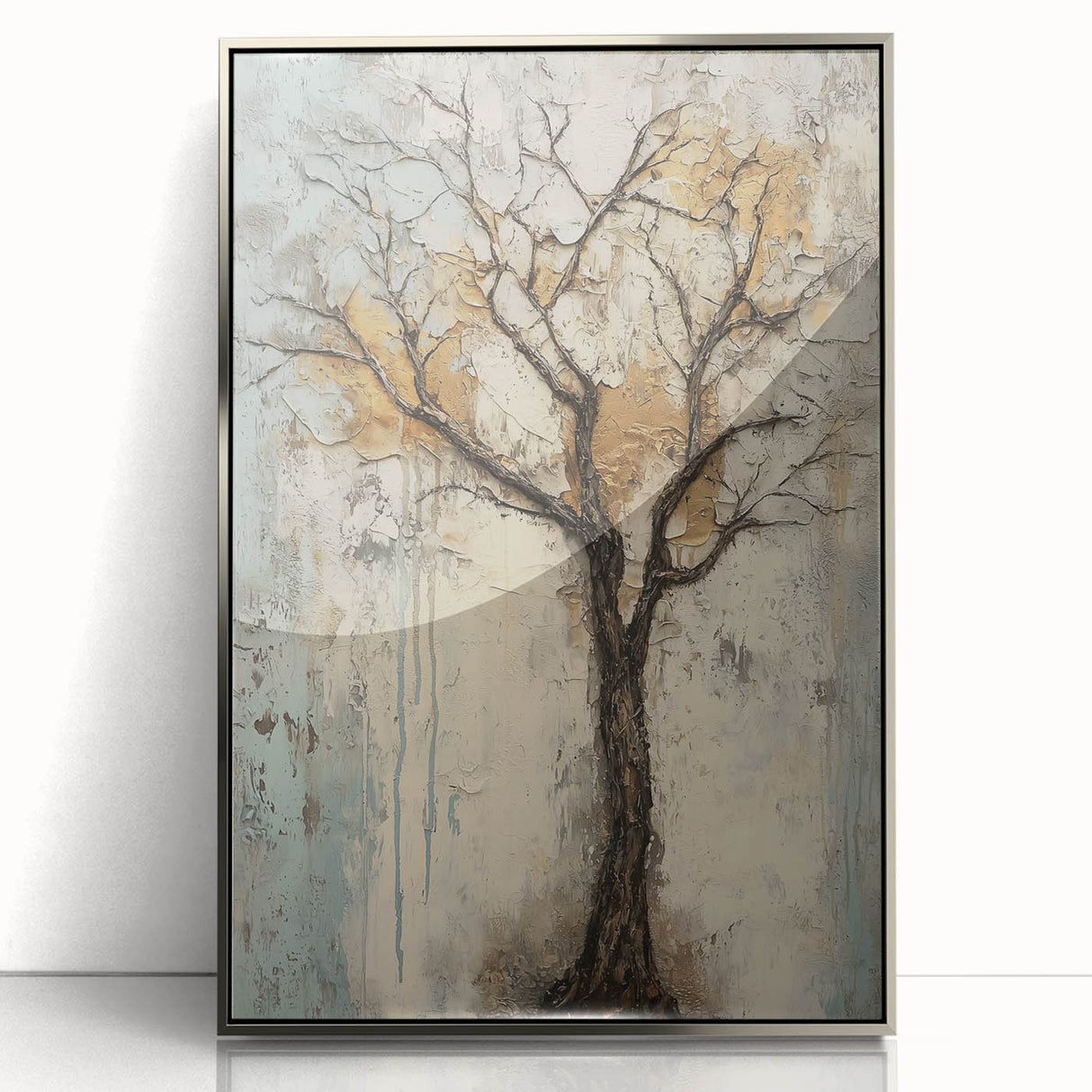 Textured Abstract Tree - Gold & Earthy Living Room Wall Art