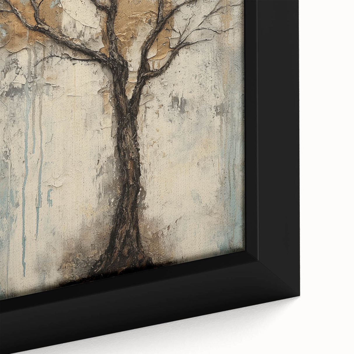 Textured Abstract Tree - Gold & Earthy Living Room Wall Art