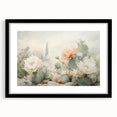 Abstract floral wall art framed in black with a mat, showcasing vibrant colors and intricate designs, ideal for modern home decor and enhancing interior aesthetics.