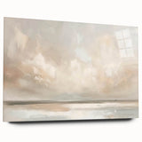 Abstract landscape wall art displayed in a sleek acrylic glass frame, showcasing vibrant colors and intricate patterns, perfect for modern home decor.