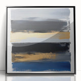 Modern Abstract Wall Art – Bold Stripes in Gold and Blue