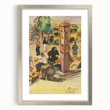 Realism Art Print of Bustling Market Scene - Vibrant Street Life