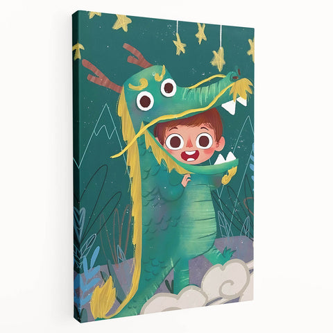 Whimsical Boys Room Wall Art – Child in Dragon Costume
