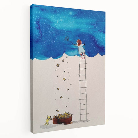 Girls Room Wall Art – Star Catcher Nursery Wall Art for Kids Rooms