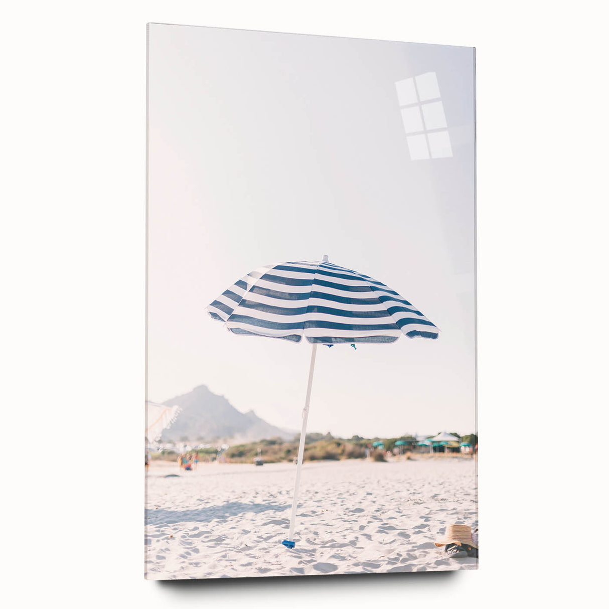 Large abstract wall art in mid-century modernist style with vibrant summer hues on acrylic glass.