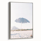 Landscape art painting of a summer scene on a framed canvas, featuring vibrant green and blue tones.