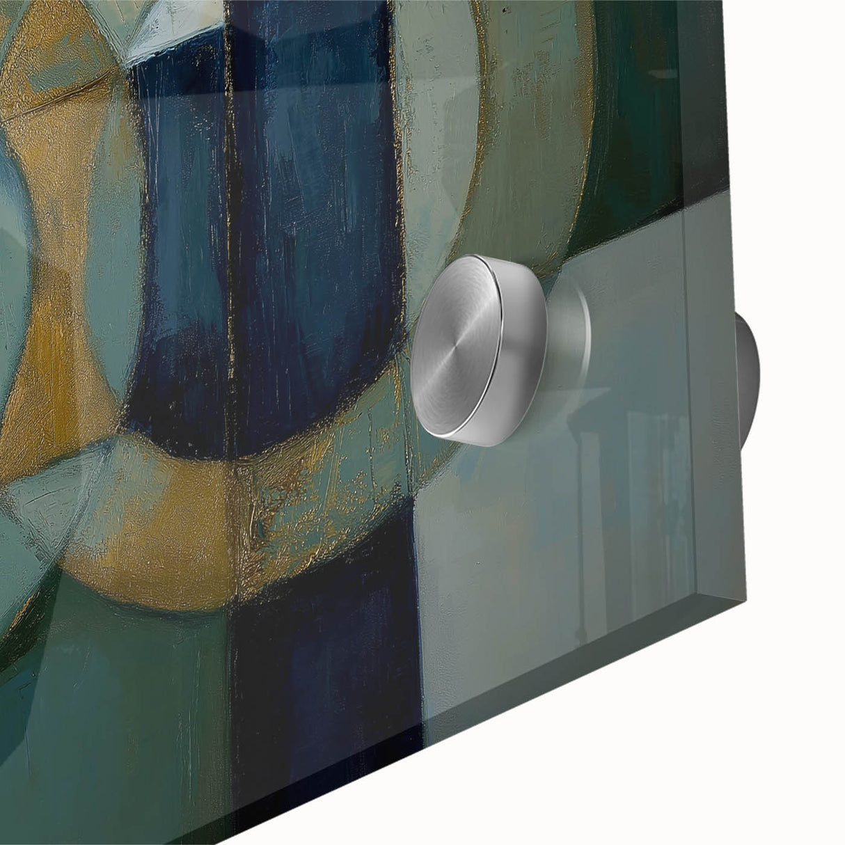 Abstract Geometric Rings - Gold & Teal Living Room Wall Art