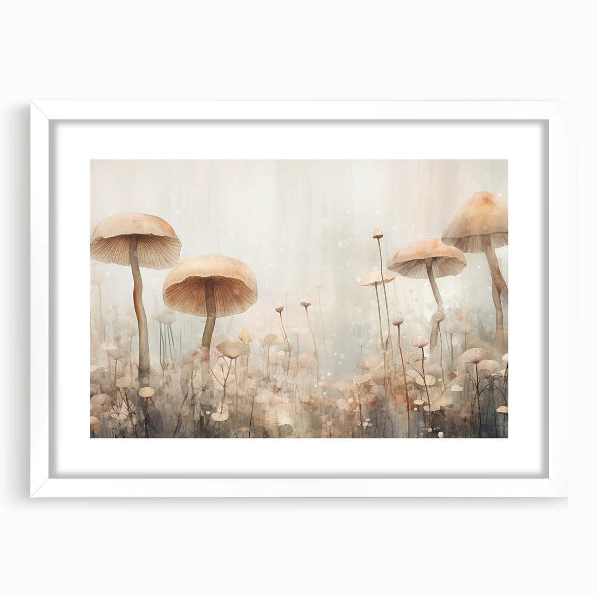 Abstract floral wall art in a white frame with matting, showcasing vibrant colors and intricate patterns, perfect for modern home decor. Ideal for adding a touch of elegance to any room.
