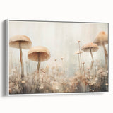 Framed canvas wall art displaying an abstract floral design in soft pastel colors, showcasing intricate details and textures, ideal for modern home decor.