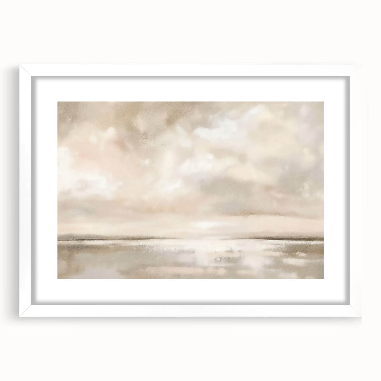 Minimalist Landscape Abstract Art - Soft Beige & Gray Canvas Decor