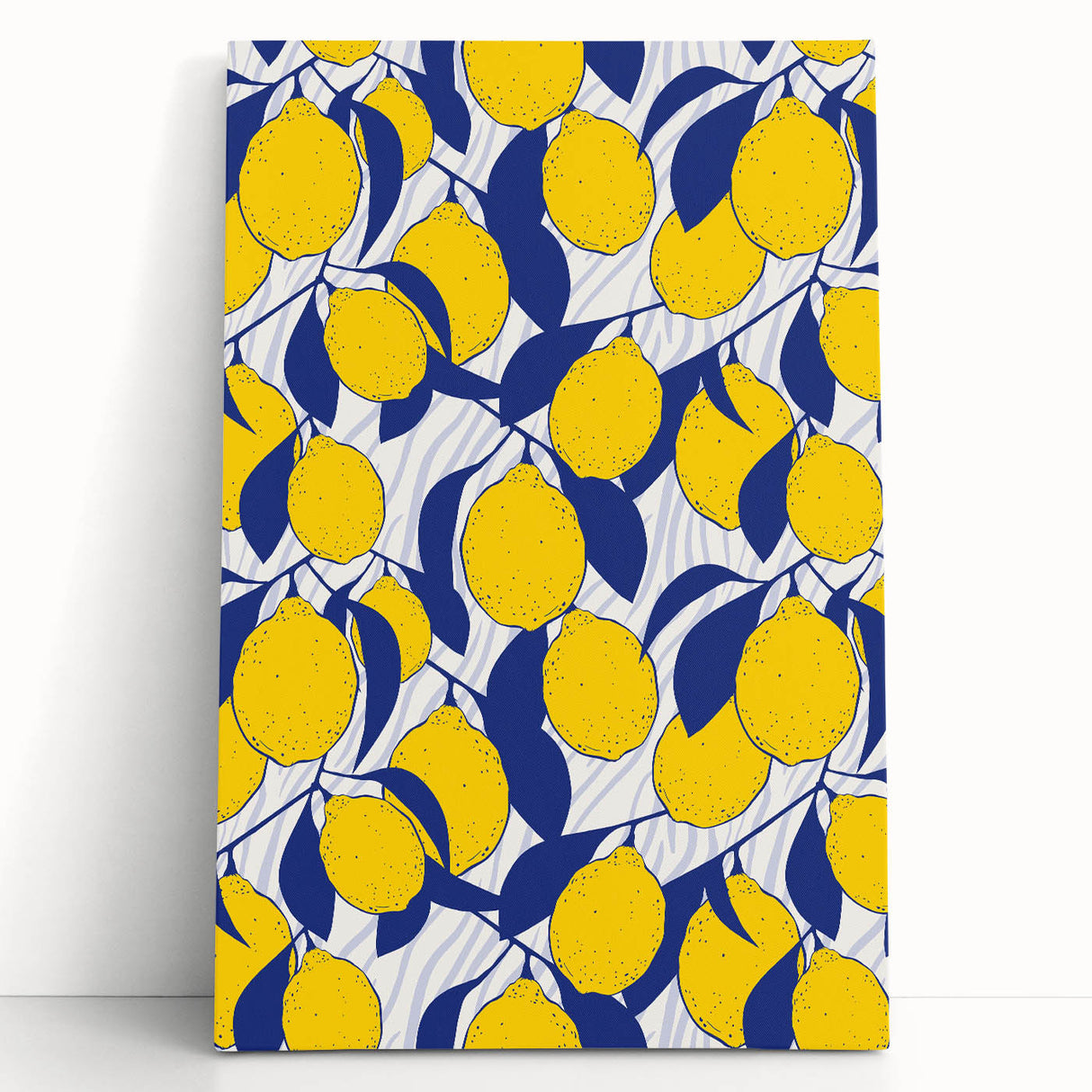 Black and white photo of assorted fruits on a stretched canvas, ideal for kitchen wall art.