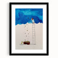 Whimsical Boys Room Wall Art – Child Catching Stars with Teddy Bear