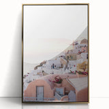 Large art print of a mid-century modernist summer design on acrylic, framed in gold, ideal for nursery wall decor.