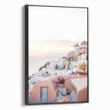 Black and white landscape art painting on framed canvas, featuring a vintage poster style, ideal for bedroom wall decor.