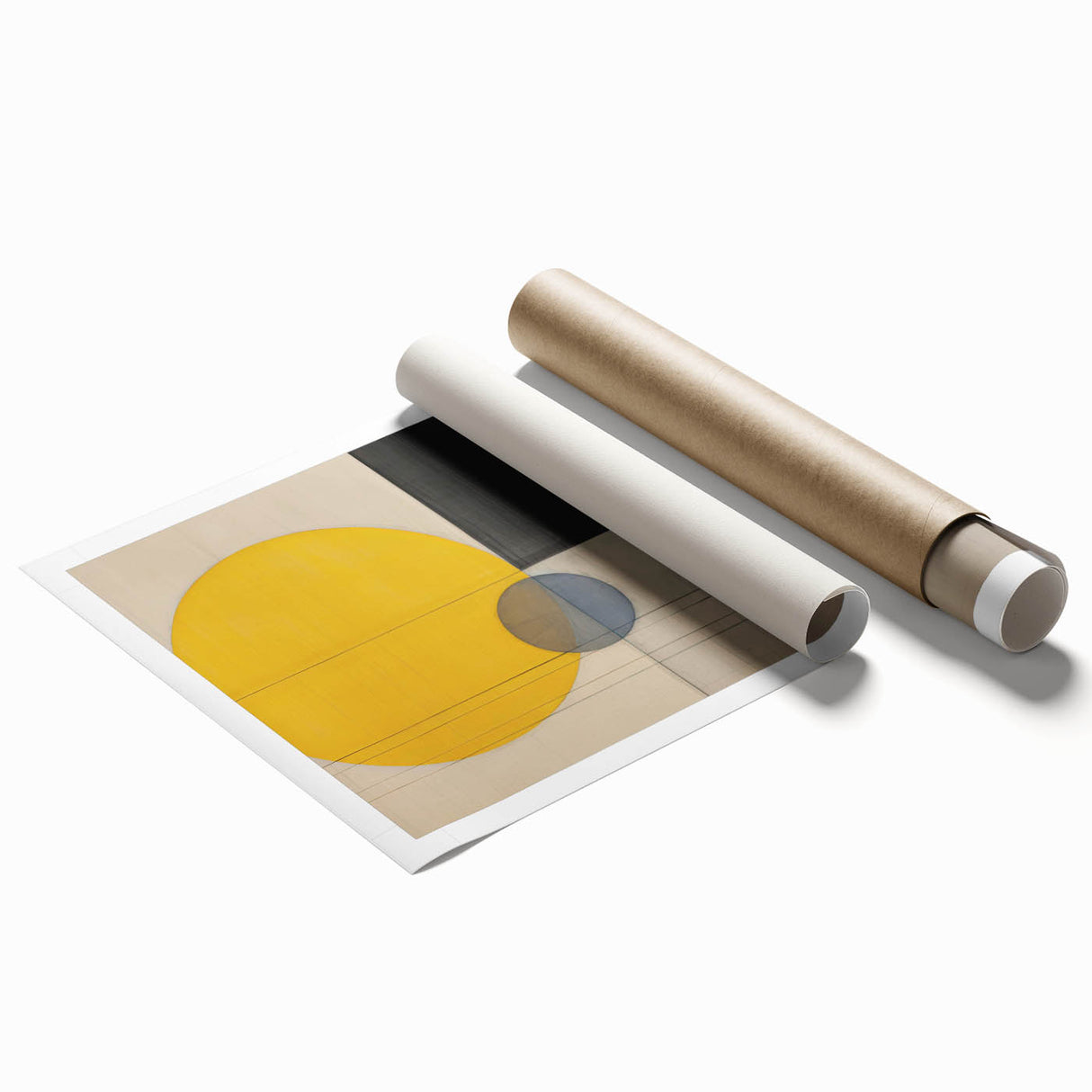 Minimalist Geometric Art – Yellow & Black Dining Room Print