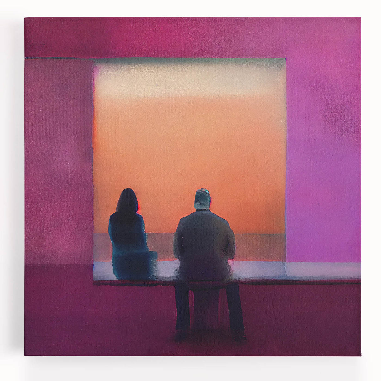 Abstract Sunset Figures - Vibrant Living Room Wall Art on Canvas