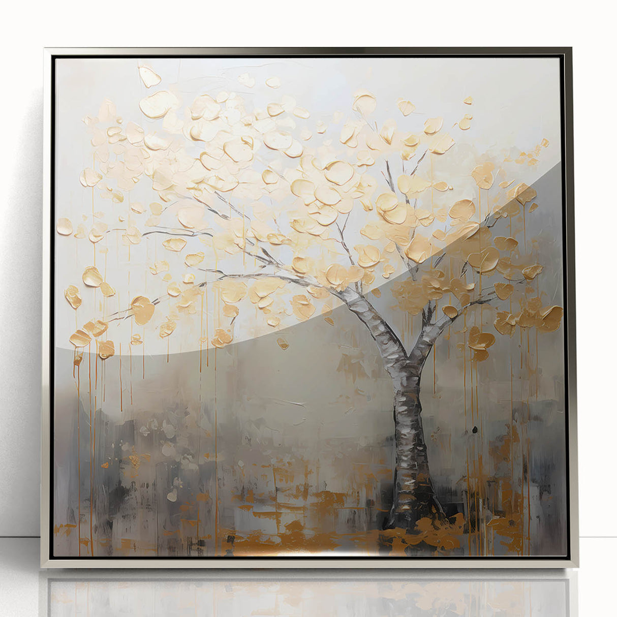 Framed acrylic wall art featuring an abstract floral design in vibrant colors, with a sleek silver frame, perfect for modern home decor.