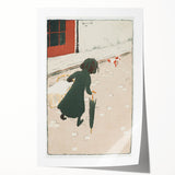 Vintage Street Scene - Modern Wall Art of Little Laundress in Paris
