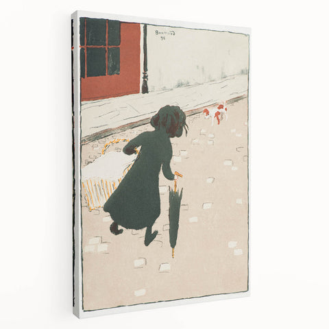 Vintage Street Scene - Modern Wall Art of Little Laundress in Paris