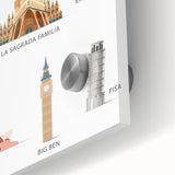 World Landmarks Educational Wall Art - Kids' Learning Poster