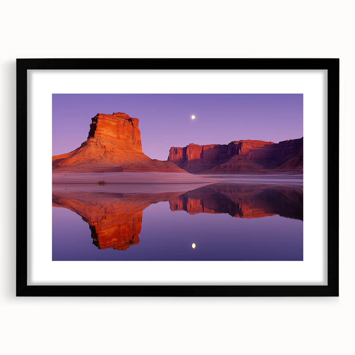 Framed landscape artwork showcasing dramatic cliffs with a black matting, highlighting the natural beauty and textures of the scene, perfect for home decor.