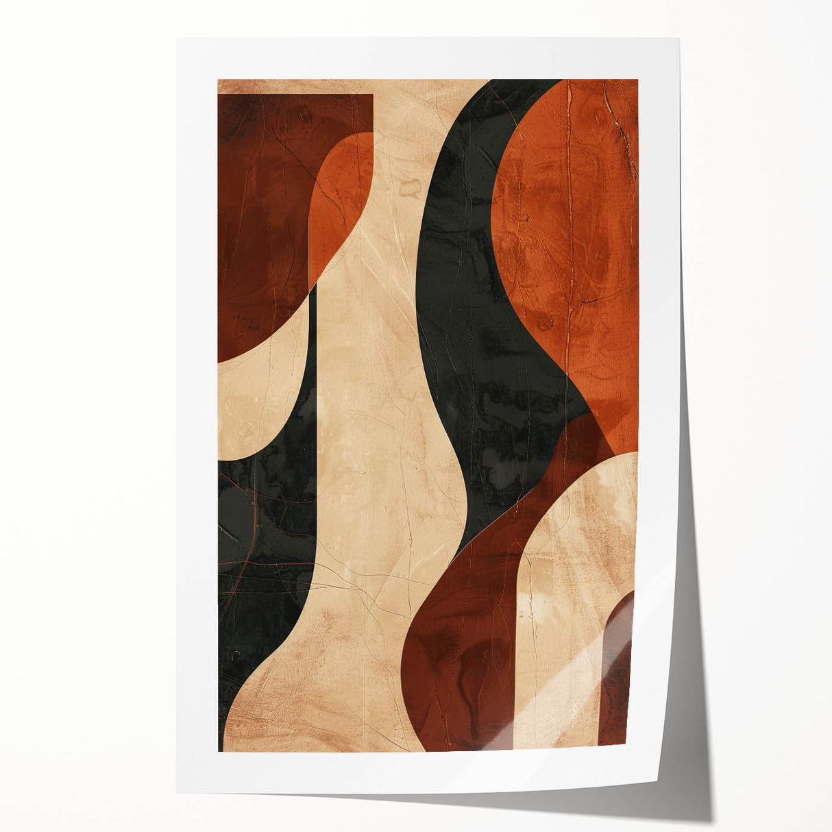 Bold Abstract Wall Art – Earthy Curves for Dining Spaces