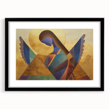 Abstract figurative artwork framed in black, showcasing a modern design with a mat, ideal for contemporary home decor. Perfect for adding a stylish touch to any living space.
